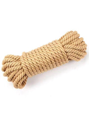 Bondage rope natural beige roll made from cotton linen blend for soft adult restraint styling