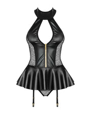 Bellatrix Black Corset with Suspenders Lingerie Set