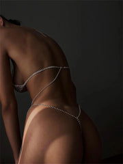 Crystal Elegance Set, back view of the rhinestone bikini emphasizing elegance and sparkle.