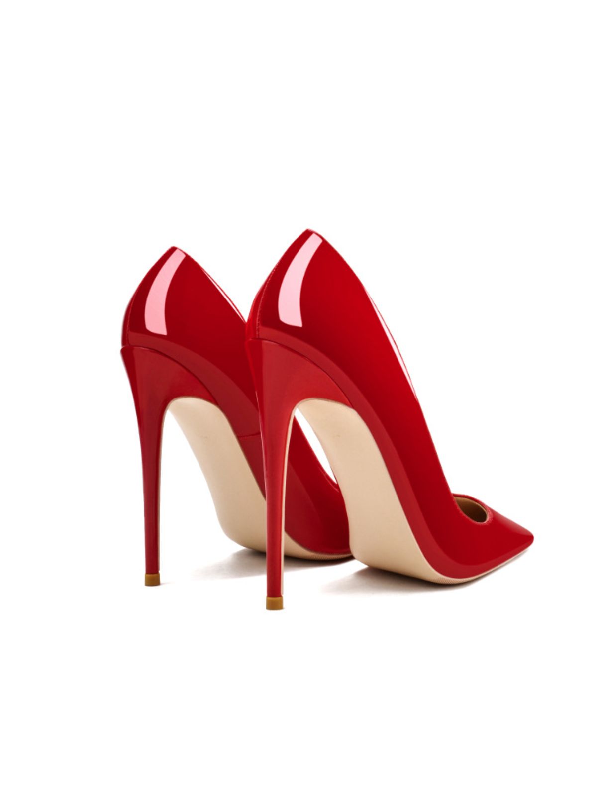 Glamour Stilettos Heels – Wide Fit red patent leather pointed toe stiletto back angle