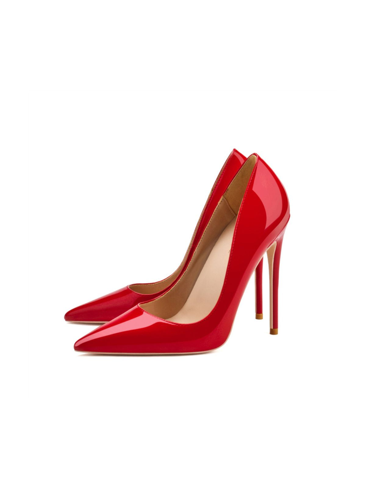 Glamour Stilettos Heels – Wide Fit vibrant red patent pointed toe slim stiletto heels
