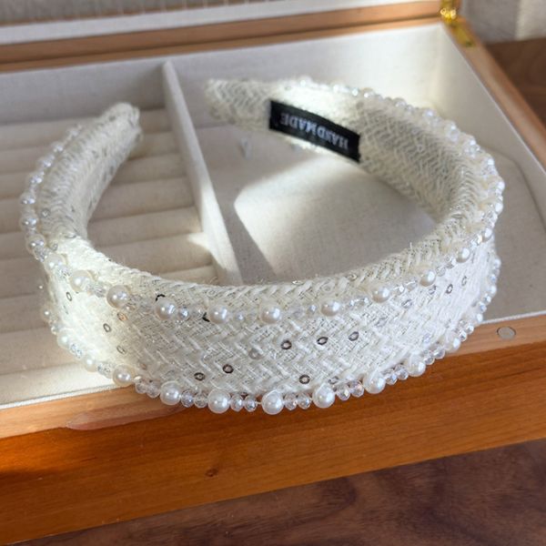 Satin Pearl Accent Headband featuring elegant detailing and soft pastel tones – perfect for stylish everyday or bridal wear