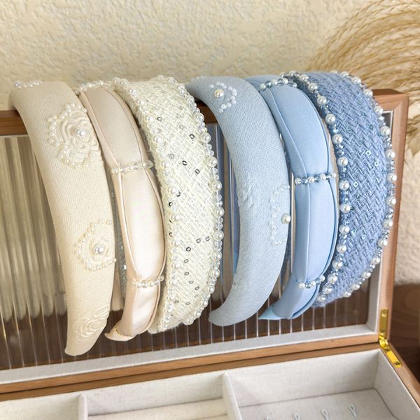  Satin Pearl Accent Headband featuring elegant detailing and soft pastel tones – perfect for stylish everyday or bridal wear